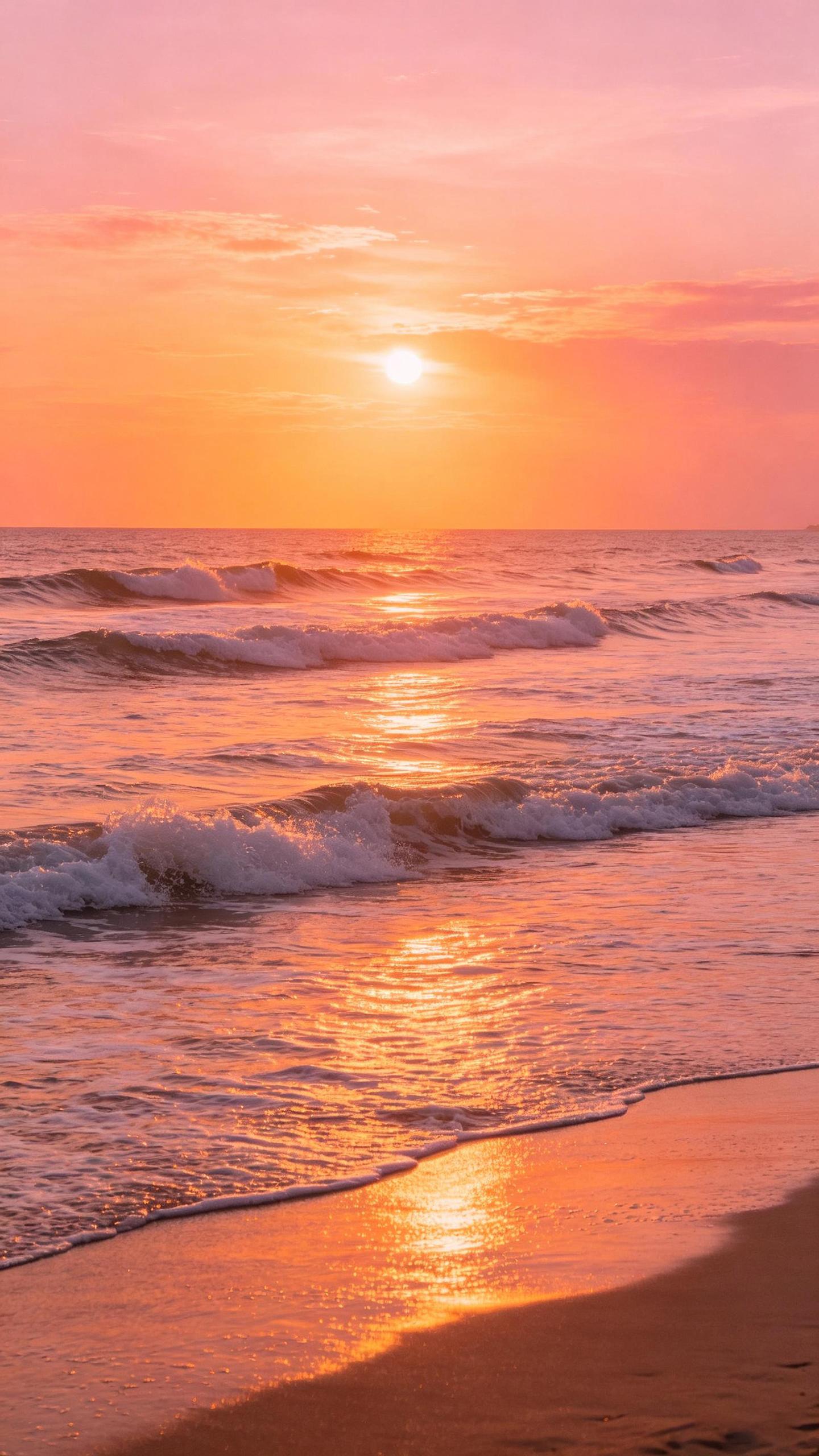 Golden Sandy Beach by Ocean