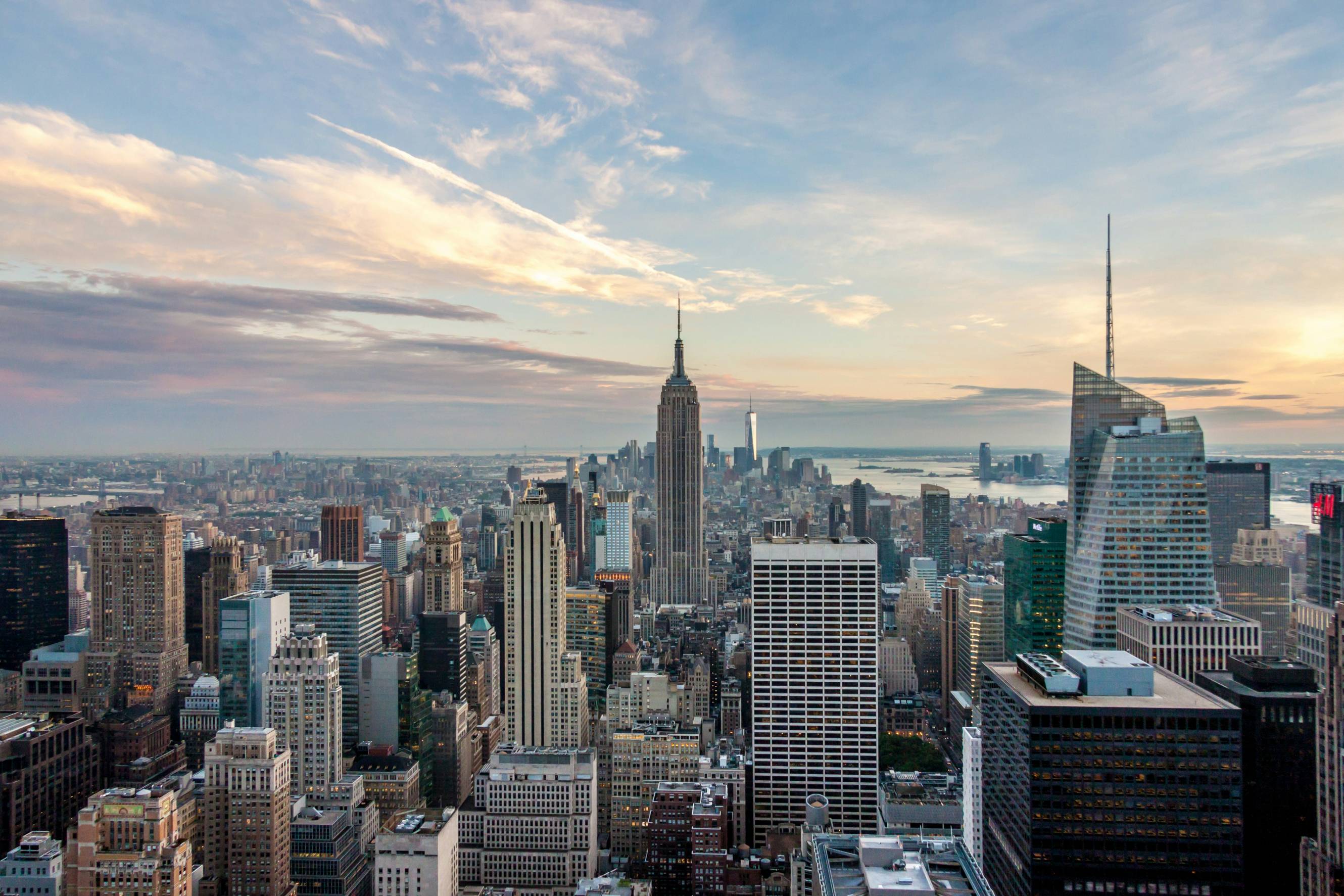 a view of a large city with tall buildings